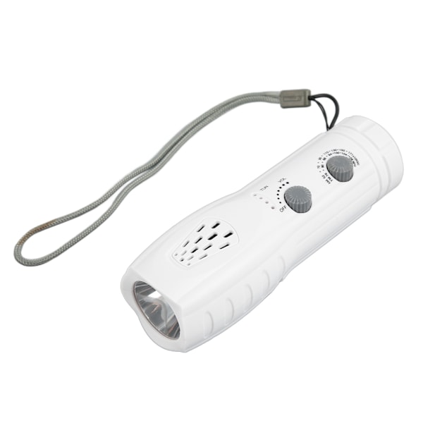 Handvev ficklampa radio bärbar multifunktionell support AM FM SOS larm ficklampa radio för hem utomhus vit