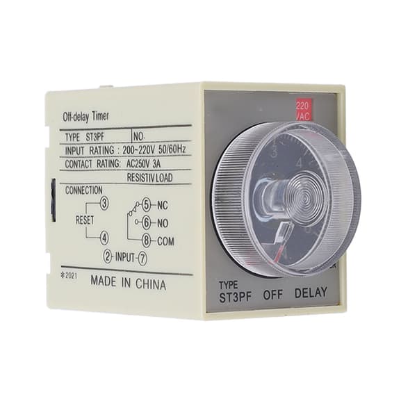 BERM Power Off Delay Relay Knapstyring Timing Timer Høj Nøjagtighed AC200-220V ST3PF 6Min