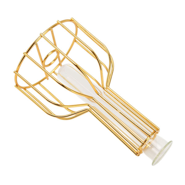 Metallblomvas ihålig modern elegant gyllene separat design klar glasblomvas prydnad för hemmet