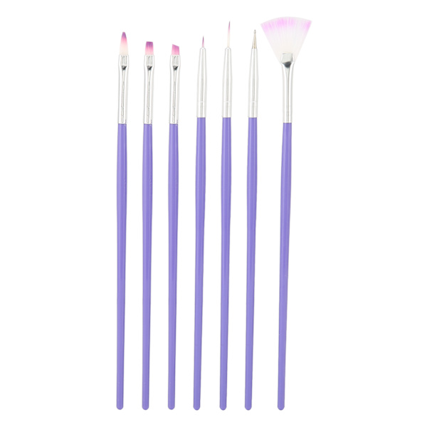 7 st Nail Painting Drawing Brush Hemma Salong Bärbar DIY Nylon Hår Nail Art Brush Set