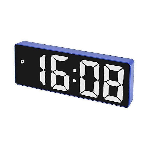 Digital LED-klocka kompatibel med sovrum, elektronisk skrivbordsklocka med temperaturvisning, liten klocka blå