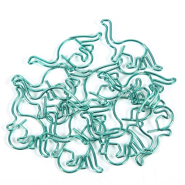 12 stk. Dinosaur-formede klips med fargebelagt multifunksjon fortykket papirklips 3x3 cm