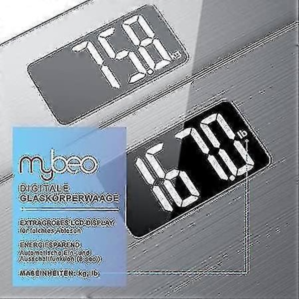 Zk-digital Badrumsvåg - Slim Design Badrumsvåg - 6mm Säkerhetsglas, Stor LCD-display ZD C