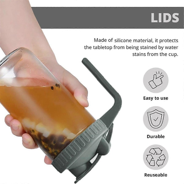 2-pack bred öppning flip-lock Mason Jar lock, läckagesäker förslutning, grå