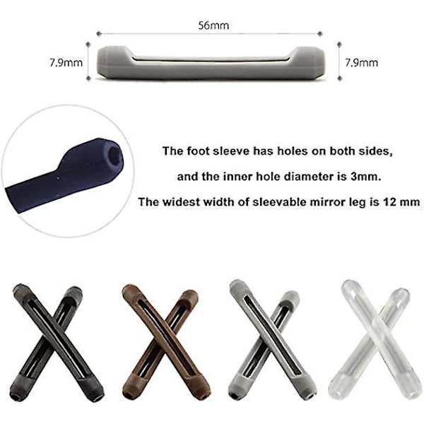 Briller Stang Spidser Ærme Holder - 4 Par: Bløde Silikone Anti-slip Elastiske Brilleholdere