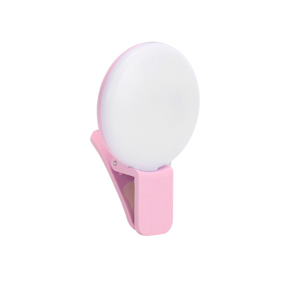 Mini telefonklips påfyldningslys USB genopladelig selfie ringlys til livestreaming (Pink )