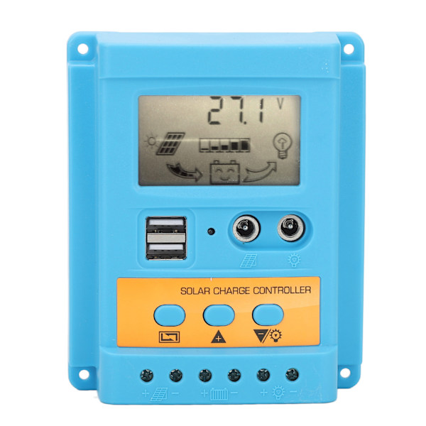 Solcelleladningsregulator 12V 24V Automatisk identifikation 2 USB-port LCD-display Høj effektivitet til forseglet batteri 50A