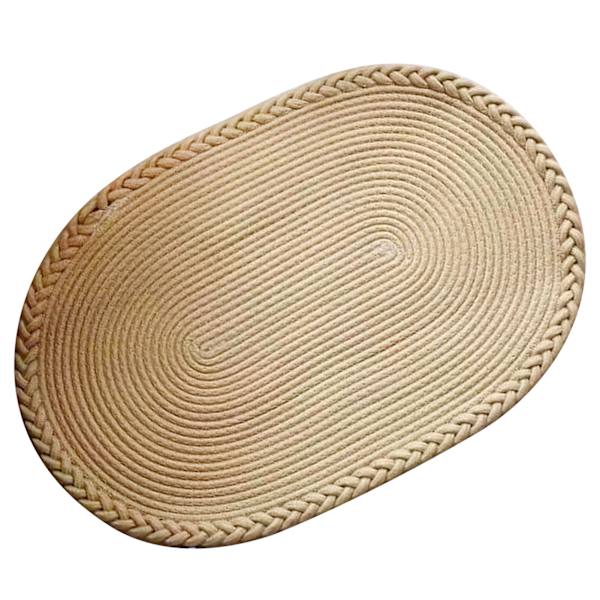 Makuuhuoneen matto käsin kudottu sängyn vieressä oleva matto työhuoneen olohuoneen soikea matto yksivärinen lattiamatto beige