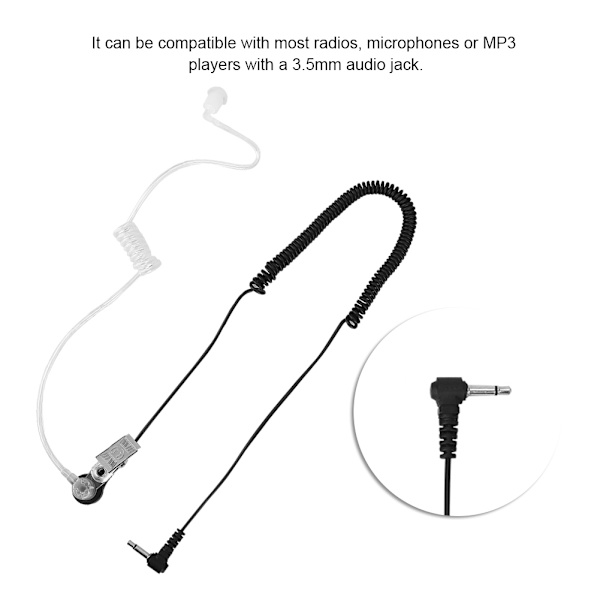 3,5 mm Mono Listen Only Overvågning Akustisk rør Ørestykke Headset Anti-stråling til radio