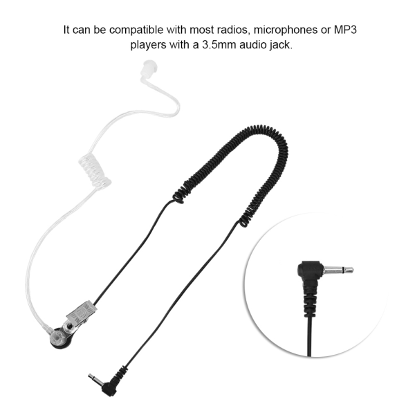 3,5 mm Mono Listen Only Overvåking Akustisk rør Ørestykke Headset Anti-stråling for radio
