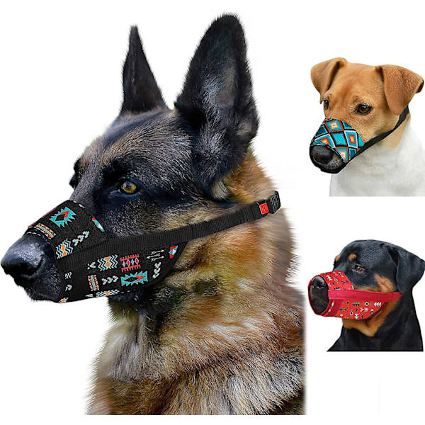 Mønstret hundekurv - blød åndbar nylon, anti-bidning gøen, til små, mellemstore, store hunde (mønster 2)