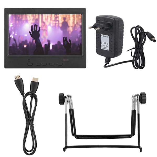 7 tommer bærbar skærm 1024x600 multifunktionsdisplay understøtter HDMi VGa AV-indgang (EU-stik)