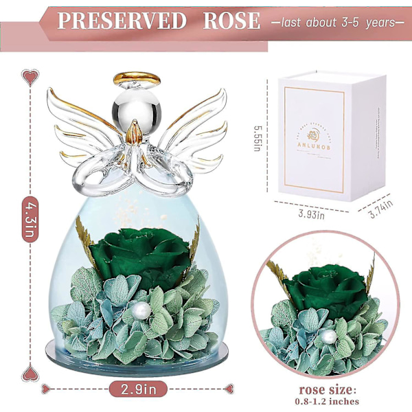 Glasengelstatue med smukke lilla blomster - Perfekt mors dags- og fødselsdagsgave til mor M mørkeblå robin blå