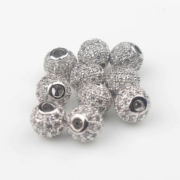 Kupariset pyöreät välihelmet mikro-pave CZ zirkon DIY-korujen valmistukseen rannekoru kaulakoru tarvikkeet 4/6/8/10/12mm valkoinen CZ 8mm