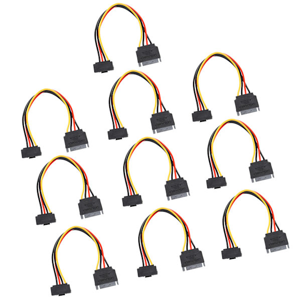 10 st SATA-strömkabel 15-stiftshane till hon-SSD HDD vinkel förlängningskabel med fjäder för dataöverföring