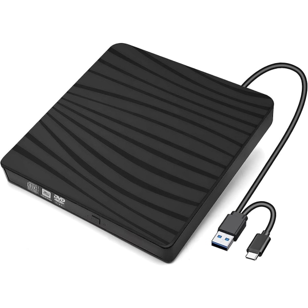 USB 3.0 Type-C extern CD/DVD-enhet, bärbar slank RW/ROM CD-brännare för Windows 11/10/8/7/XP/Vista/Mac OS