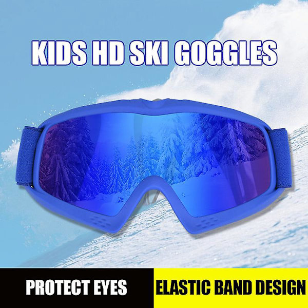 Blå anti-dimma skidglasögon set för vuxna och barn - UV-skyddande snowboardglasögon
