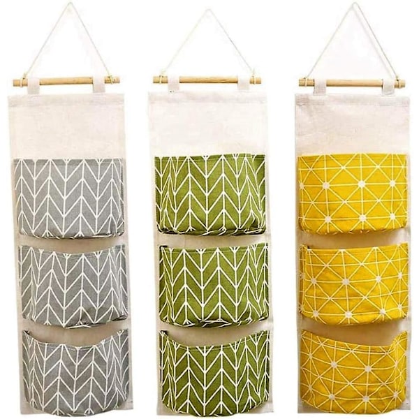 3 Vegghengende Oppbevaringsposer, 60 x 20 cm Stabelbare 3-lags Hengende Pose - Vanntett Bred Lommeorganisator for Soverom Bad Kjøkken Kontor Krig