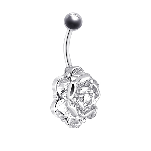 2 stk/sæt Blomster Navlering Barbell Rustfrit Stål Kropspiercing Smykker (Sølv)