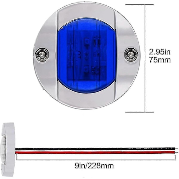 4 Pak Led Bådlys 12v Rund Marine Lampe Led Hækmonteringslys Til Båd Dec lin hvid blå