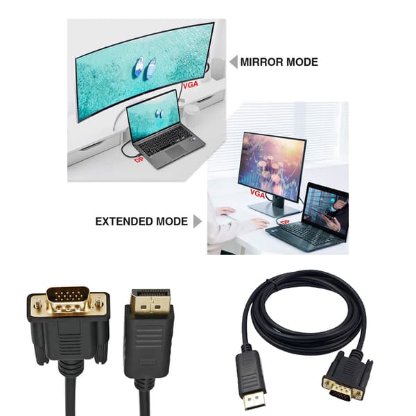 1,8M DP til VGA-kabeladapter Computer Notebook Display Port-stik Forgyldt konverter
