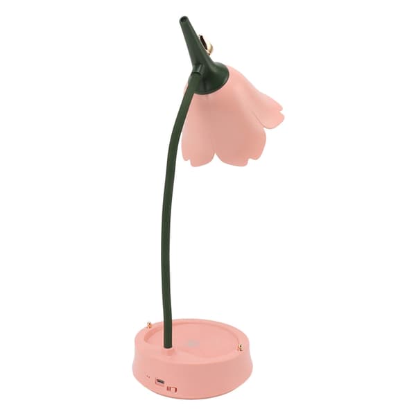 3W LED Touch Bordlampe 3 Gear Dæmpbar Foldbar Kronbladformet Skrivebordslampe USB 5V Pink