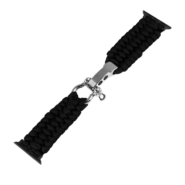 Flätat klockarmband Justerbart armband Tillbehör för IWatch 9 8 7 6 5 4 3 2 1 SE Svart