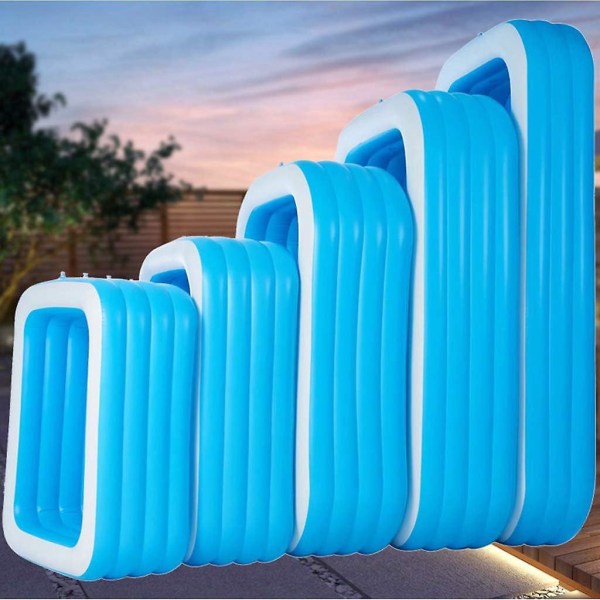 Suuri 2,1 m sinivalkoinen suorakaiteen muotoinen puhallettava PVC-uima-allas lapsille ja perheille kotikäyttöön