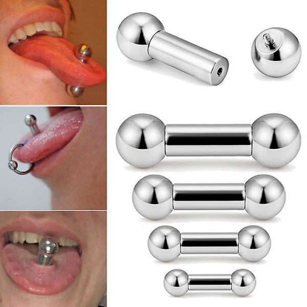 Trendy Titanium Stål Tunge Studs Sæt med 5 forskellige størrelser