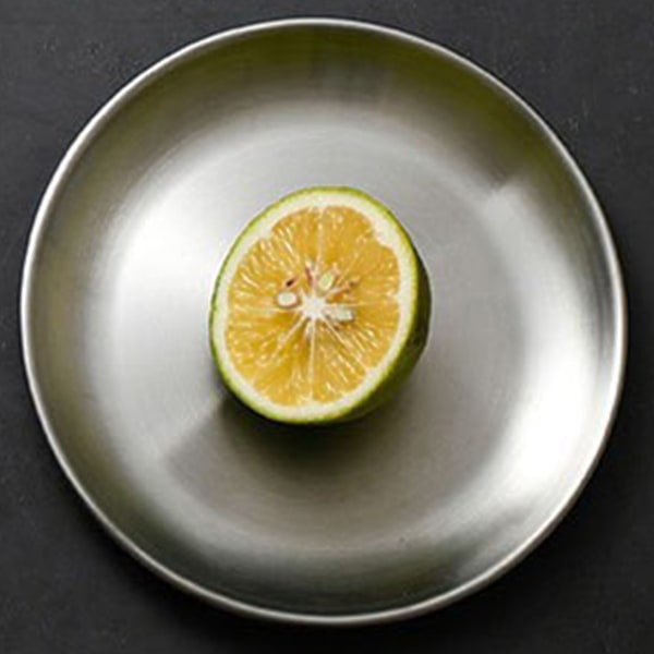 Runde pizzaplader i rustfrit stål, diameter 11,8 tommer, runde middagstallerkener i børstet metal til kage, dessert, frugt og vestlig mad