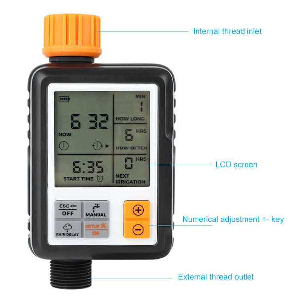 Automatisk smart LCD-display elektronisk havevandingstimer vandingsanlæg controller