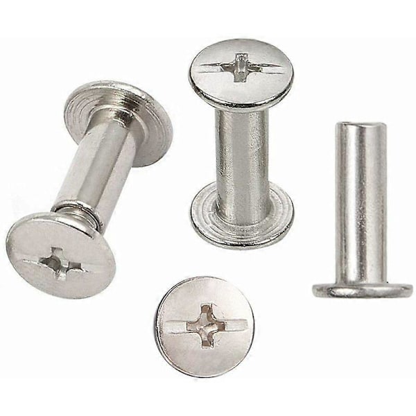 30 Set Bindningsskruvar, 5mm x 15mm Nickelpläterade Bindningsskruvar, Silverton, Starlight