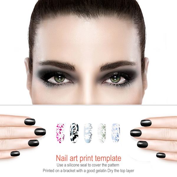 Rustfrit stål rektangel neglekunst stempelplade DIY manicure trykbilledskabel (#21)