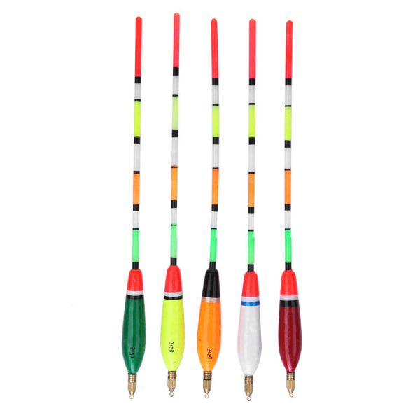 5 STK Multifarge Balsa Wood Fishing Float Bobber Bite Indikator fiskeutstyr (5+2g)