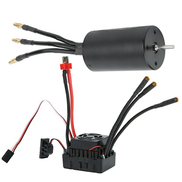 Surpass 3660 Vandtæt 4-polet Børsteløs Motor + 60A ESC RC Bil Tilbehør (Sort)2600KV+60A ESC