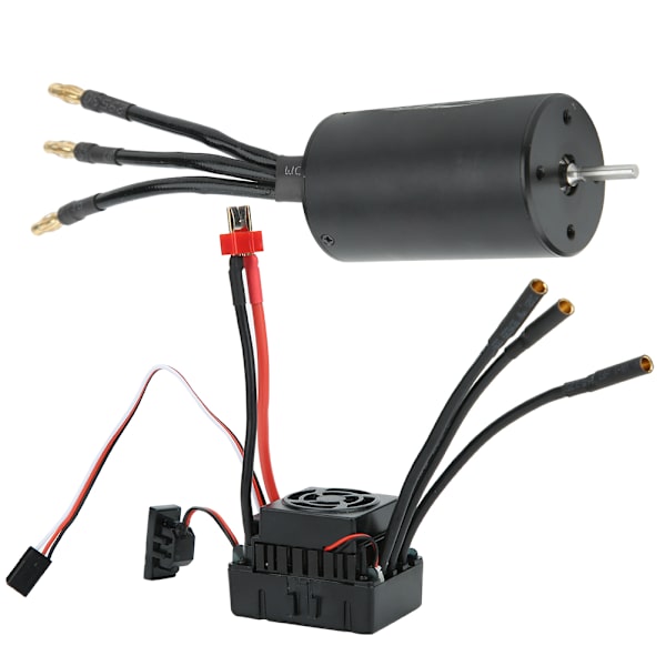 Surpass 3660 vedenpitävä 4-napainen harjaton moottori + 60A ESC RC-auton lisävaruste (musta) 2600KV+60A ESC