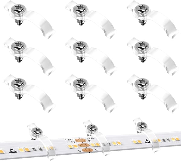 100 fästklämmor för utomhus LED-list, med 100 10 mm skruvar.