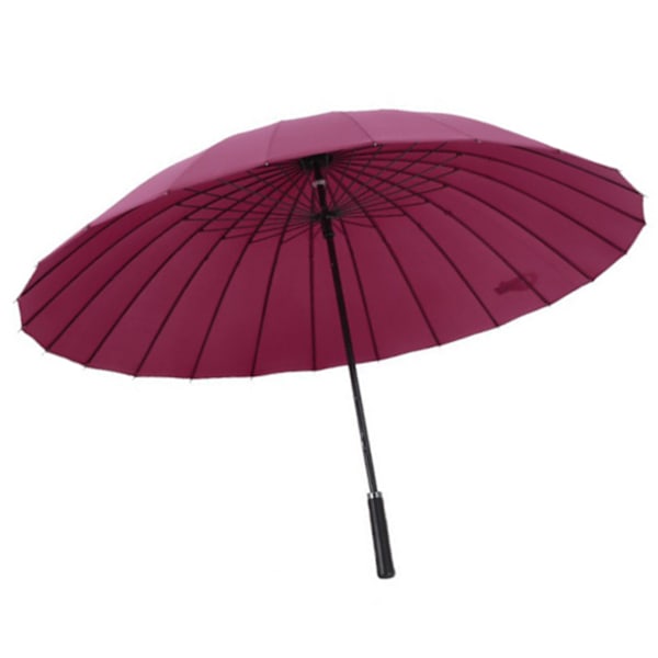 Long Handled Umbrella 24 Rib Large Windproof Reinforced Straight Umbrella for Outdoor Gift Wine Red