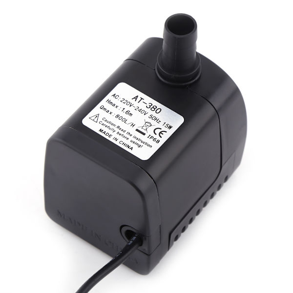 Dykpumpe til akvarium, 220V 15W, 800L/H, sort