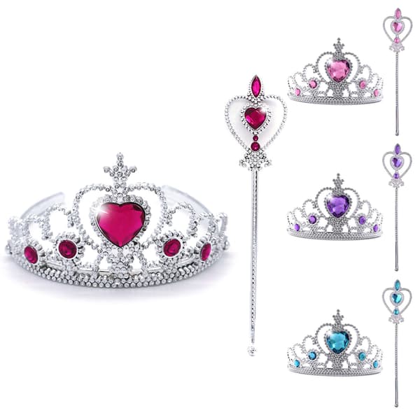 Prinsesskrona och trollstavsset glitter prinsessaccessoarer för små flickor