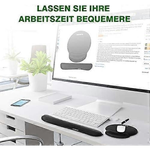 Musmatta, ergonomiskt handledsstödset, handledsstöd för tangentbord och mus med memory foam, halkfri