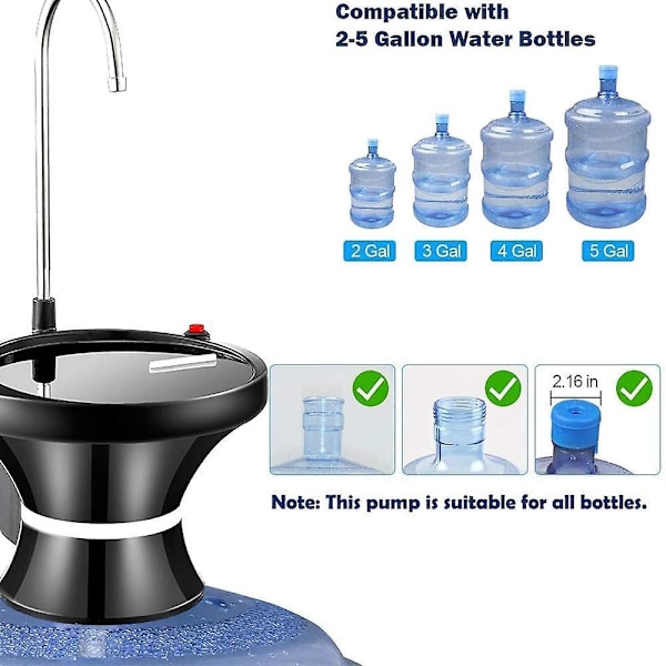 Automatisk Elektrisk Vanddispenser Pumpe USB Genopladelig til 1-5 Gallons Kander med Dobbelt Kontaktstyring