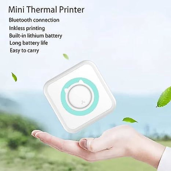 Mini Skrivare Etiketttillverkare, Bluetooth Trådlös Bärbar Mobil Skrivare Maskin Termisk Skrivare (Blå)