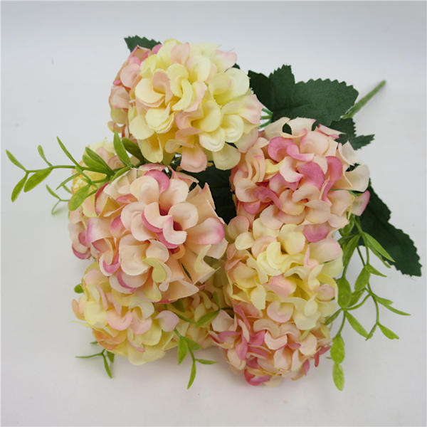 Kunstig hortensia 10 i 1 champagne realistisk nem vedligeholdelse klud kunstig blomst dekoration til bryllup hjem fest indendørs udendørs