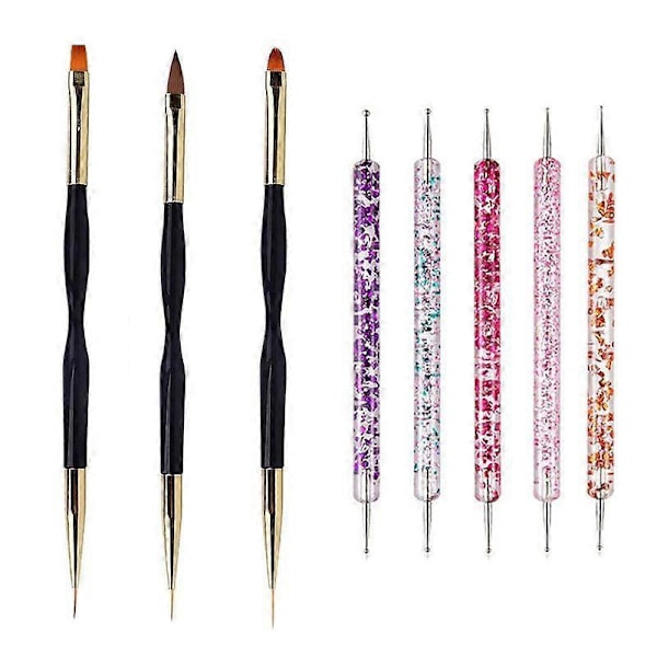 5/20 stk. Neglebørstesæt, Neglekunstbørster til maling, tegning, prikker og gravering, Manicureværktøj, Akryl, UV Gel og Neglepudder6