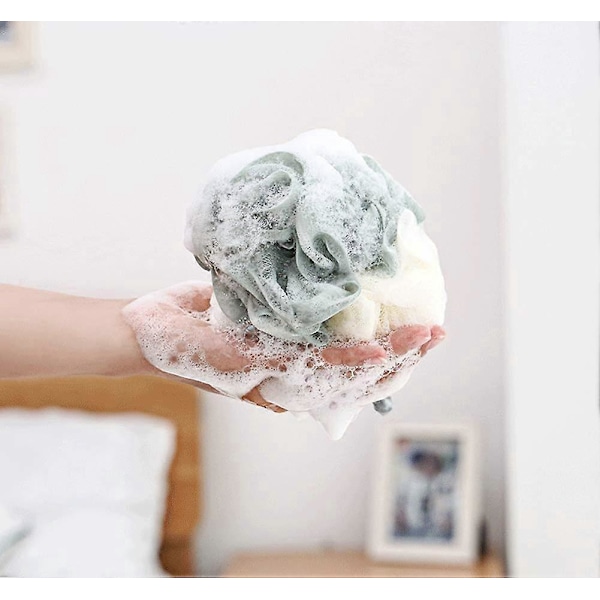 3 st Dubbelfärgad Plast Mesh Duschboll Loofah Badsvamp Bulk Duschpuffar för Rengöring