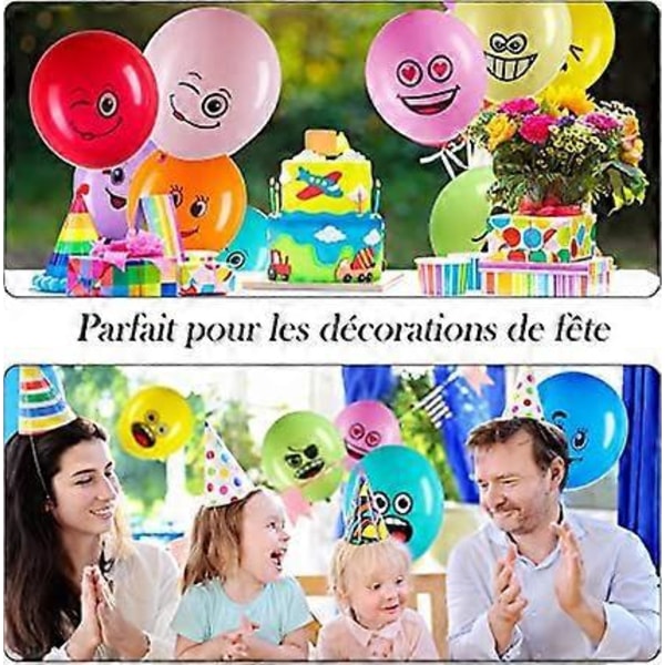 100 Stycken Latexballonger Emotion Series Blandade Färger Partyballonger Söta Smiley Face Ballonger 12 Tum med 6-12 Olika Design Latexballonger för P