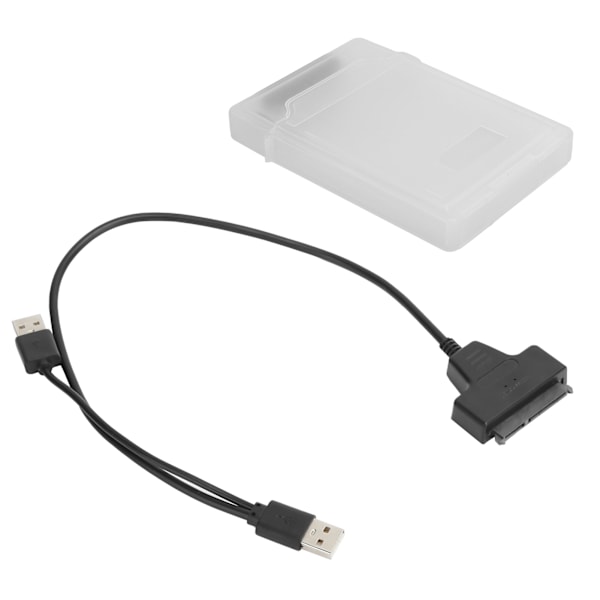 Harddiskadapterkabel SATA HDD/SSD Dual Interface Konverterkabel med 2,5in Beskyttelsesboks Hvit