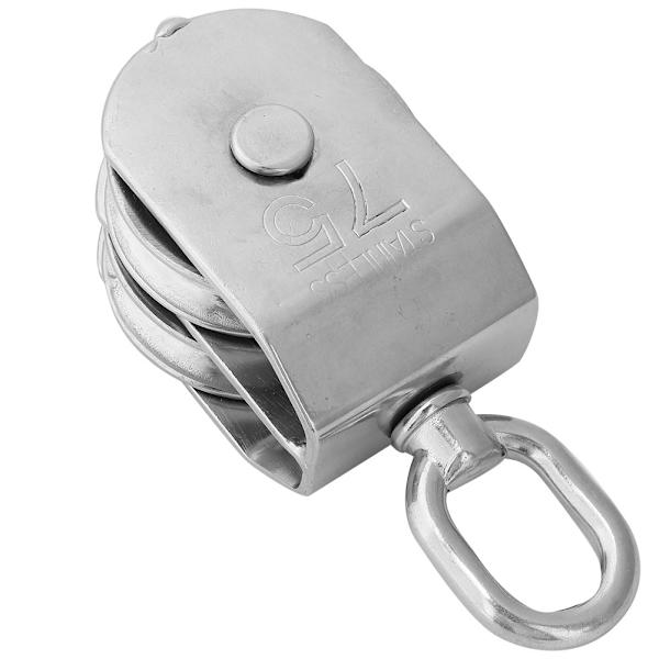 Rustfritt stål Heavy Duty Dobbelthjul Talje Rigging Løftetau Yacht Tilbehør(75mm)