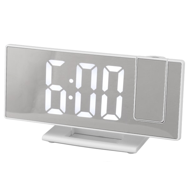 Digital Projektionsväckarklocka för sovrum Stor LED-display Spegel Projektionsväckarklocka Vit